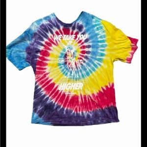 NIKE WE TAKE YOU HIGHER SHIRT TIE DYE JOURNEY IN FLIGHT SIZE LARGE TEE RAINBOW